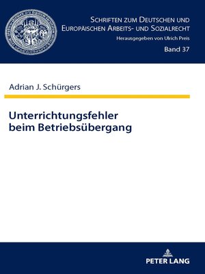 cover image of Unterrichtungsfehler beim Betriebsuebergang